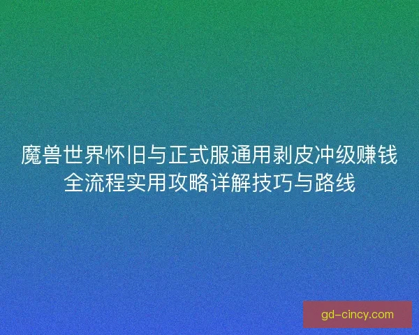 魔兽世界怀旧与正式服通用剥皮冲级赚钱全流程实用攻略详解技巧与路线
