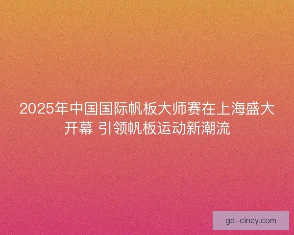 2025年中国国际帆板大师赛在上海盛大开幕 引领帆板运动新潮流